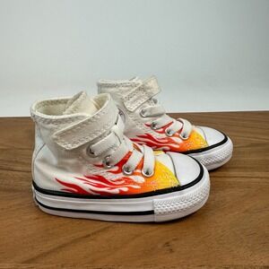 Little Kids Converse Chuck Taylor All Star Hi Top White Flames Sneakers Size 3 C